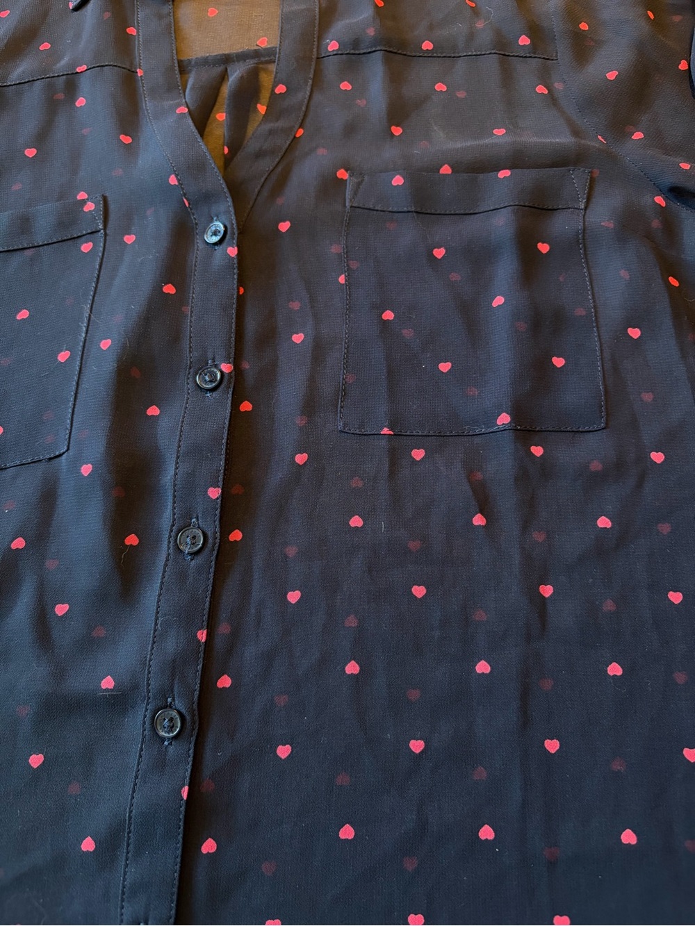 Express Navy Button-Up Shirt with Pink Dot Pattern